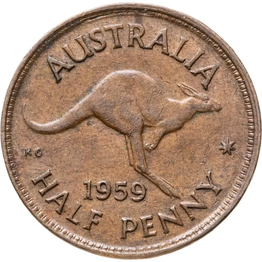 Австралия 1/2 пенни (penny) 1959, аверс