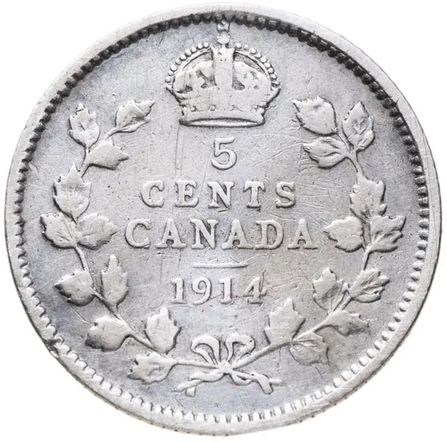 Канада 5 центов (cents) 1914, аверс