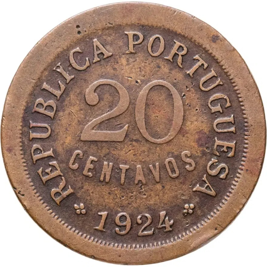 Португалия 20 сентаво (centavos) 1924, реверс