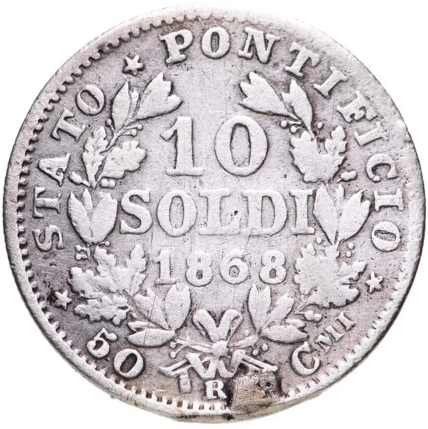 Папская область 10 сольдо (soldi) 1868