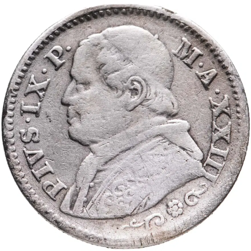 Папская область 10 сольдо (soldi) 1868, реверс