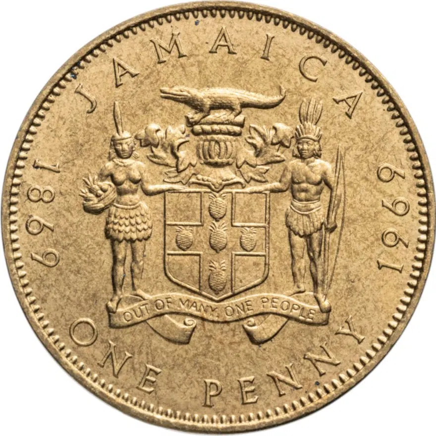 Ямайка 1 пенни (penny) 1969 100 лет монетам Ямайки, реверс