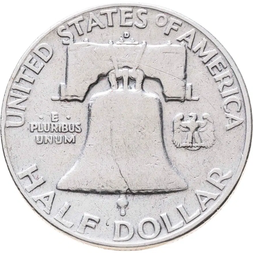 США 50 центов (1/2 доллара, half dollar) 1954 Franklin Half Dollar, реверс