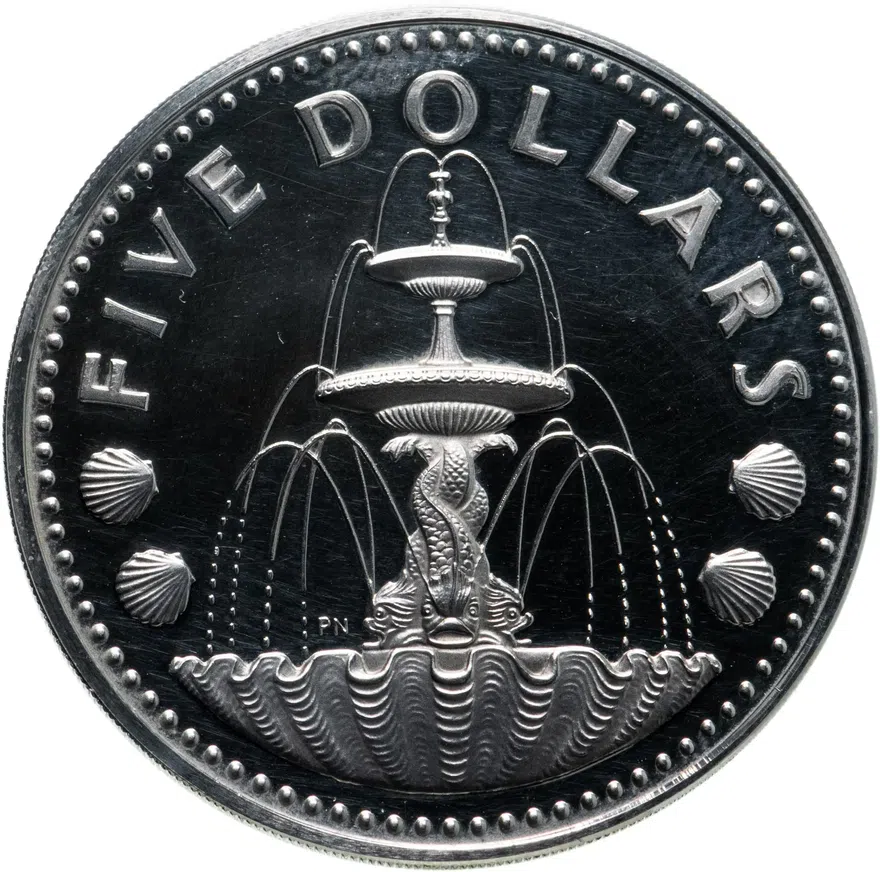 Барбадос 5 долларов (dollars) 1973  Фонтан