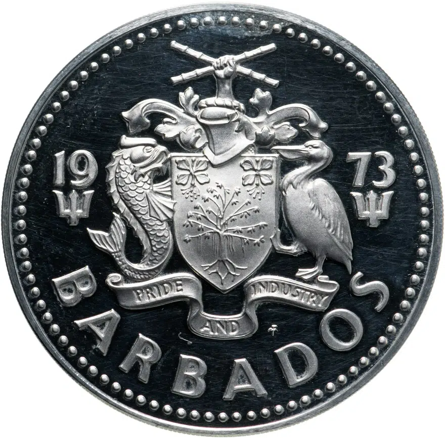 Барбадос 5 долларов (dollars) 1973  Фонтан, реверс