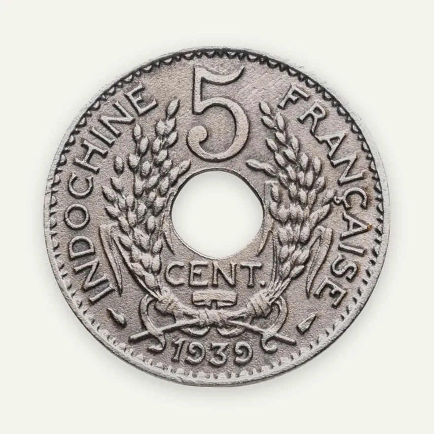 Французский Индокитай 5 сантимов (centimes) 1939, реверс