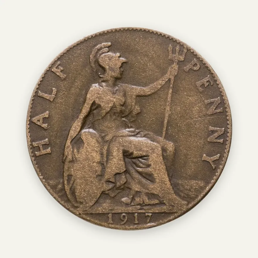 Великобритания 1/2 пенни (penny) 1917, аверс