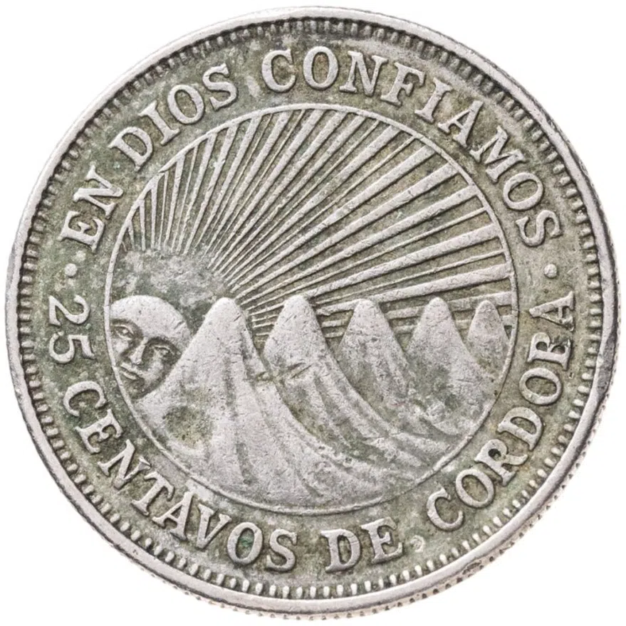 Никарагуа 25 сентаво (centavos) 1972, реверс