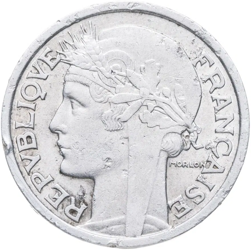 Франция 2 франка (francs) 1959, реверс