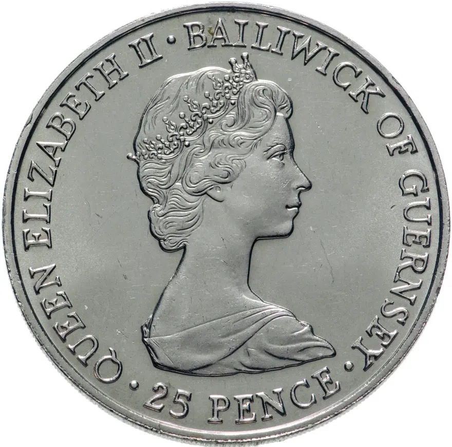 Гернси 25 пенсов (pence) 1981 "Свадьба Принца Чарльза и Леди Дианы", реверс