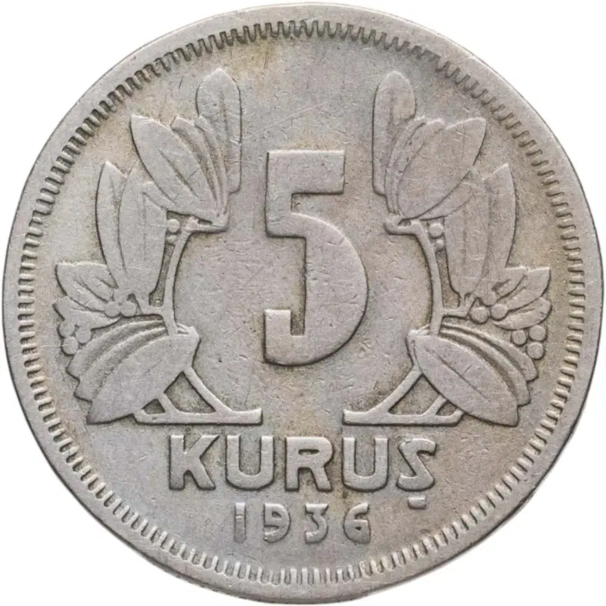 Турция 5 курушей (kurus) 1936
