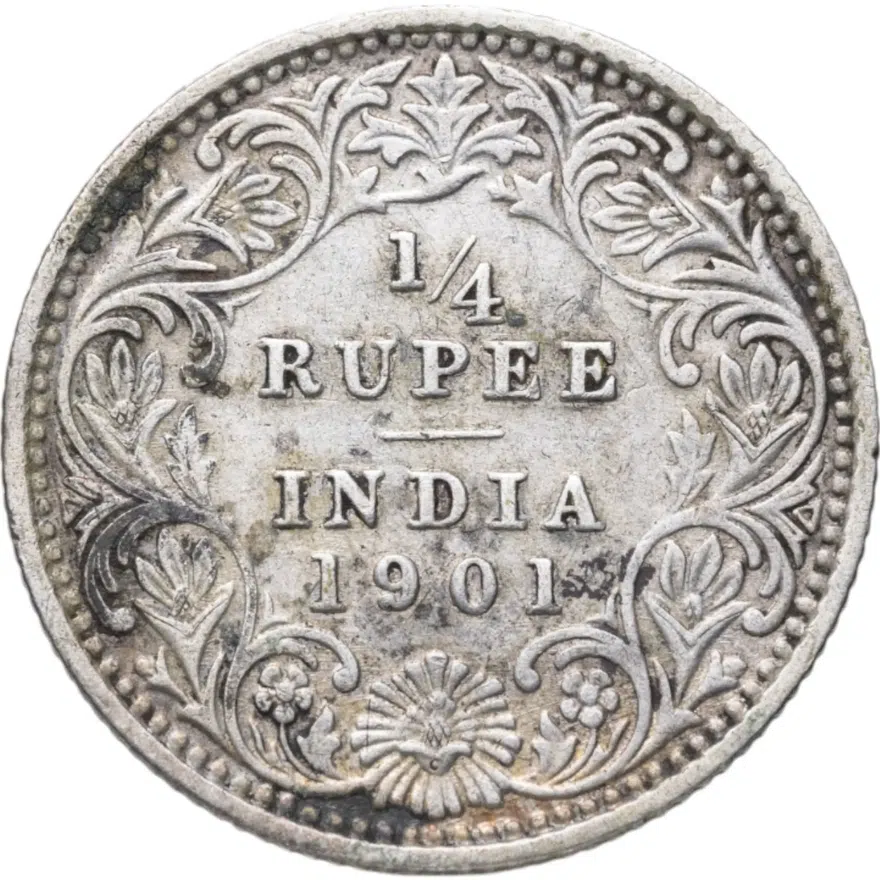 Британская Индия 1/4 рупии (rupee) 1901, аверс