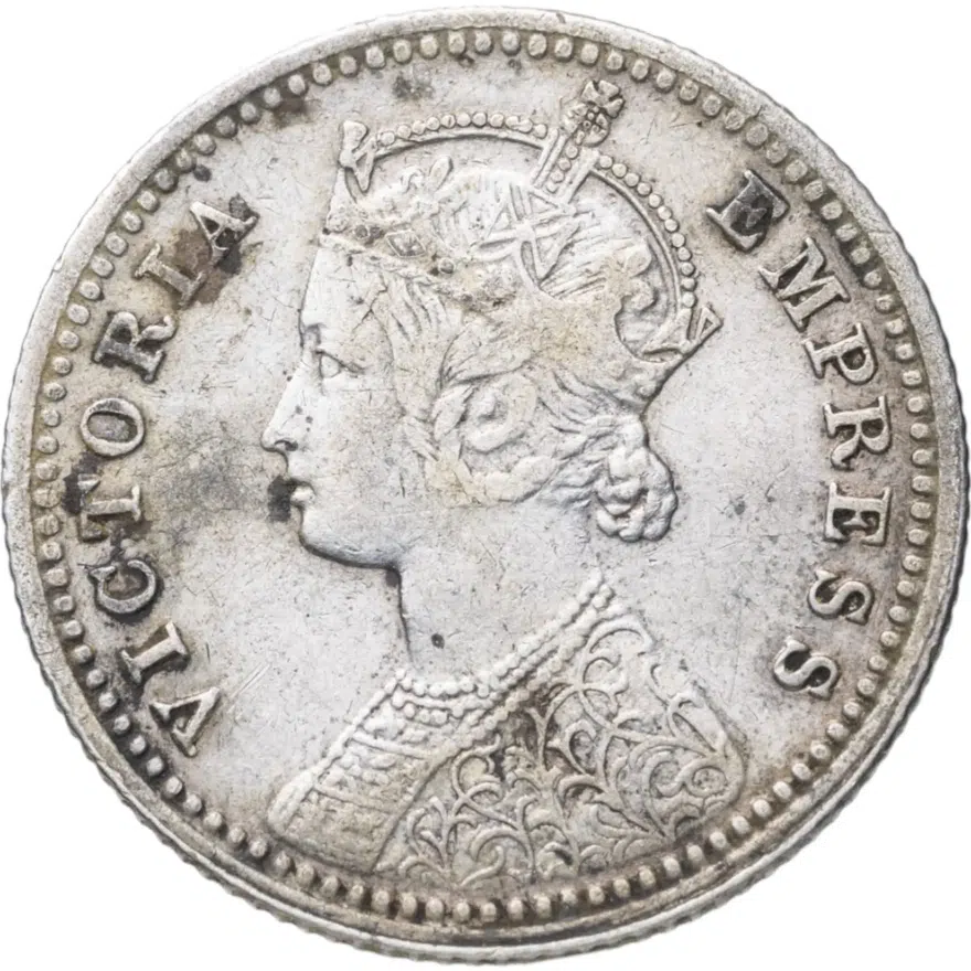 Британская Индия 1/4 рупии (rupee) 1901, реверс