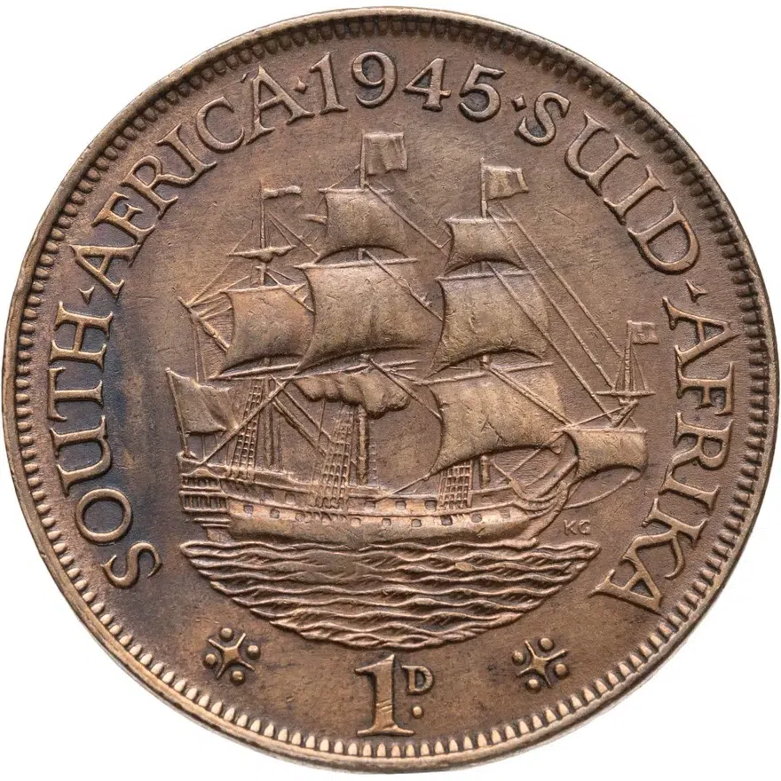 ЮАР 1 пенни (penny) 1945, реверс