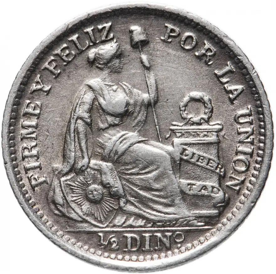 Перу 1/2 динеро 1916, реверс