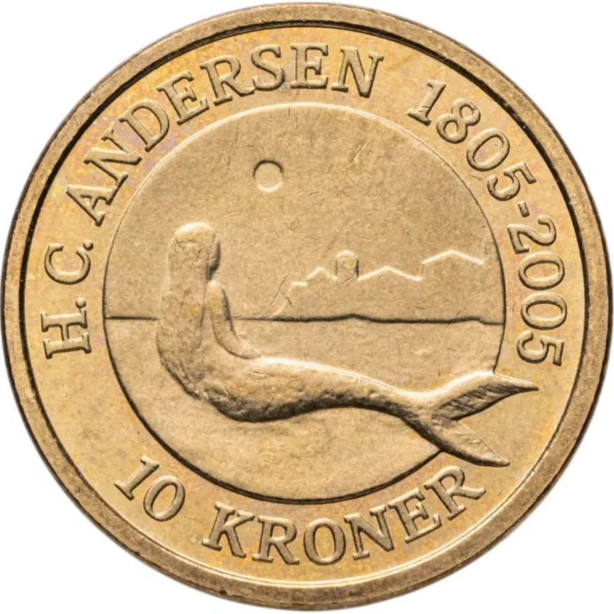 Дания 10 крон (kroner) 2005  Сказка - Русалочка, реверс