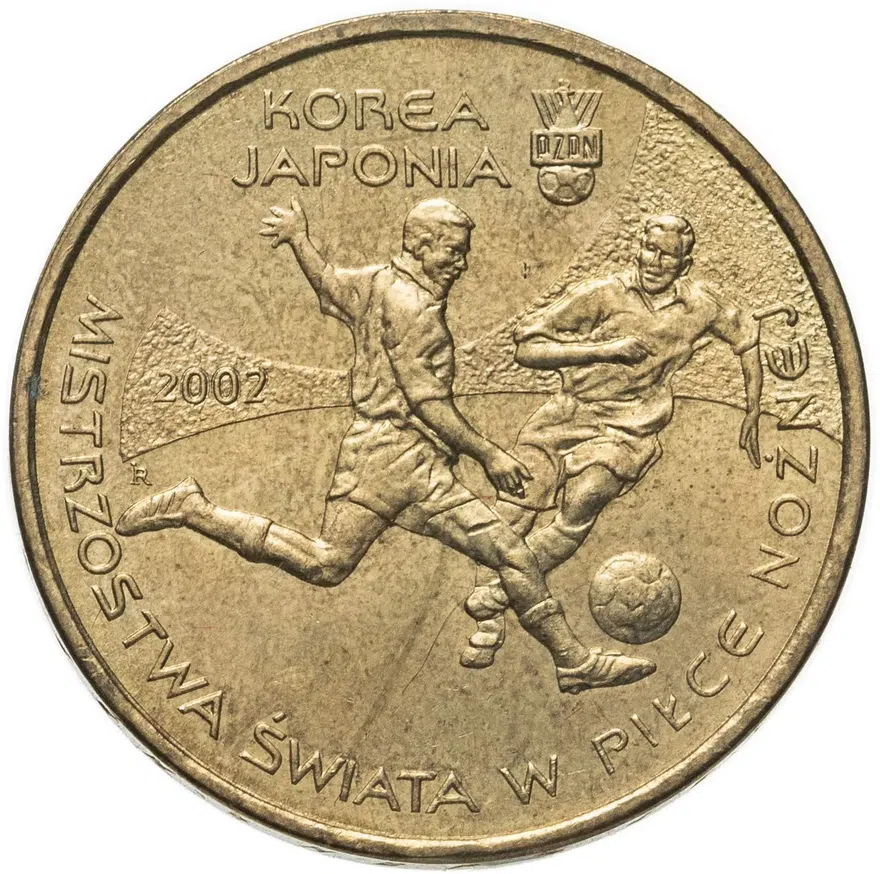 Польша 2 злотых (zlote) 2002 "Чемпионат мира по футболу 2002, Корея/Япония", аверс