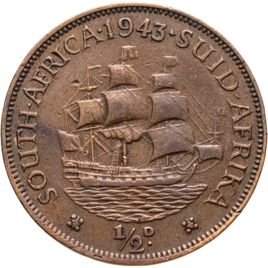 ЮАР 1/2 пенни (penny) 1943, реверс