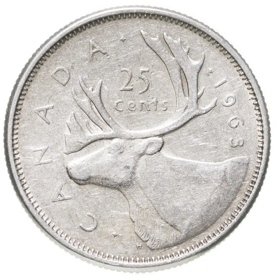 Канада 25 центов (cents) 1963, аверс