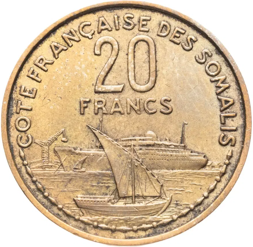 Французское Сомали 20 франков (francs) 1952