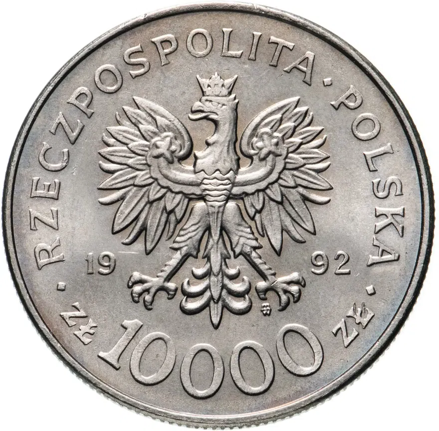 Польша 10000 злотых (zlotych) 1992  Польские правители - Владислав III Варненьчик (1434-1444), реверс