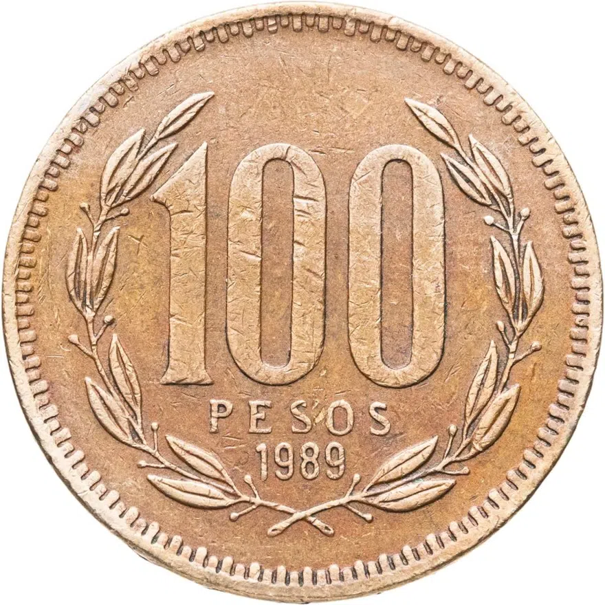 Чили 100 песо (pesos) 1989