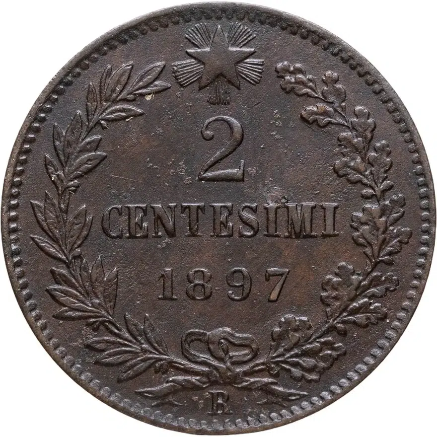 Италия 2 чентезимо (centesimi) 1897, аверс
