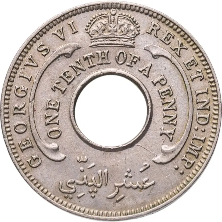 Британская Западная Африка 1/10 пенни 1945, реверс