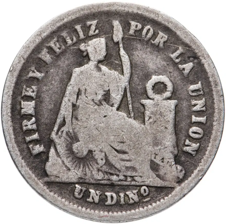 Перу 1 динеро (dinero, 10 сентаво) 1866, реверс