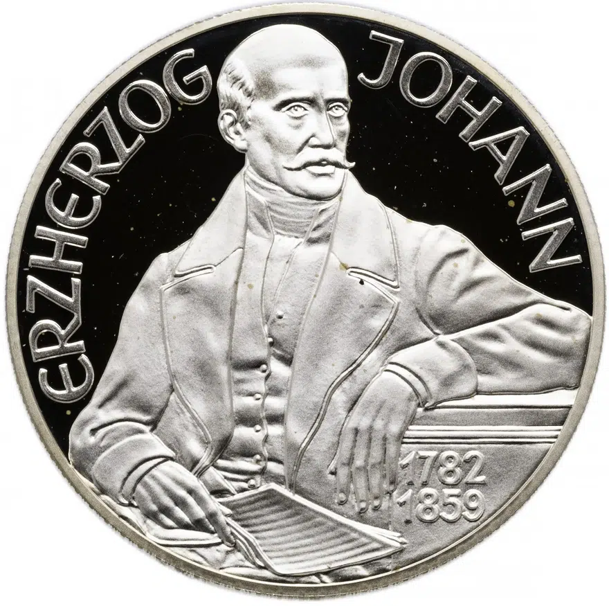 Австрия 100 шиллингов (shillings) 1994 "Эрцгерцог Иоганн" в футляре с сертификатом, аверс
