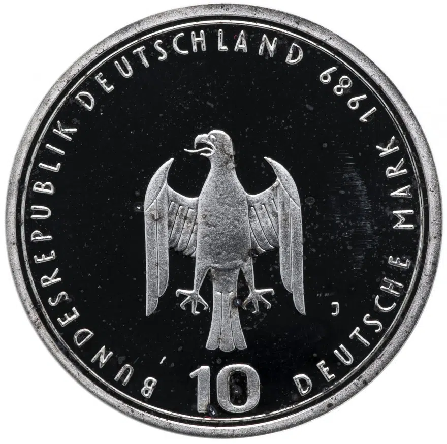Германия 10 марок (deutsche mark) 1989  800 лет Гамбургскому порту, реверс