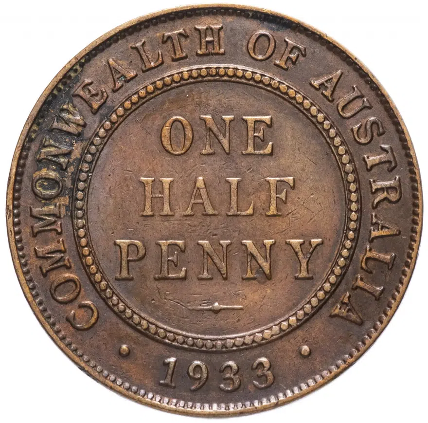 Австралия 1/2 пенни (penny) 1933, реверс