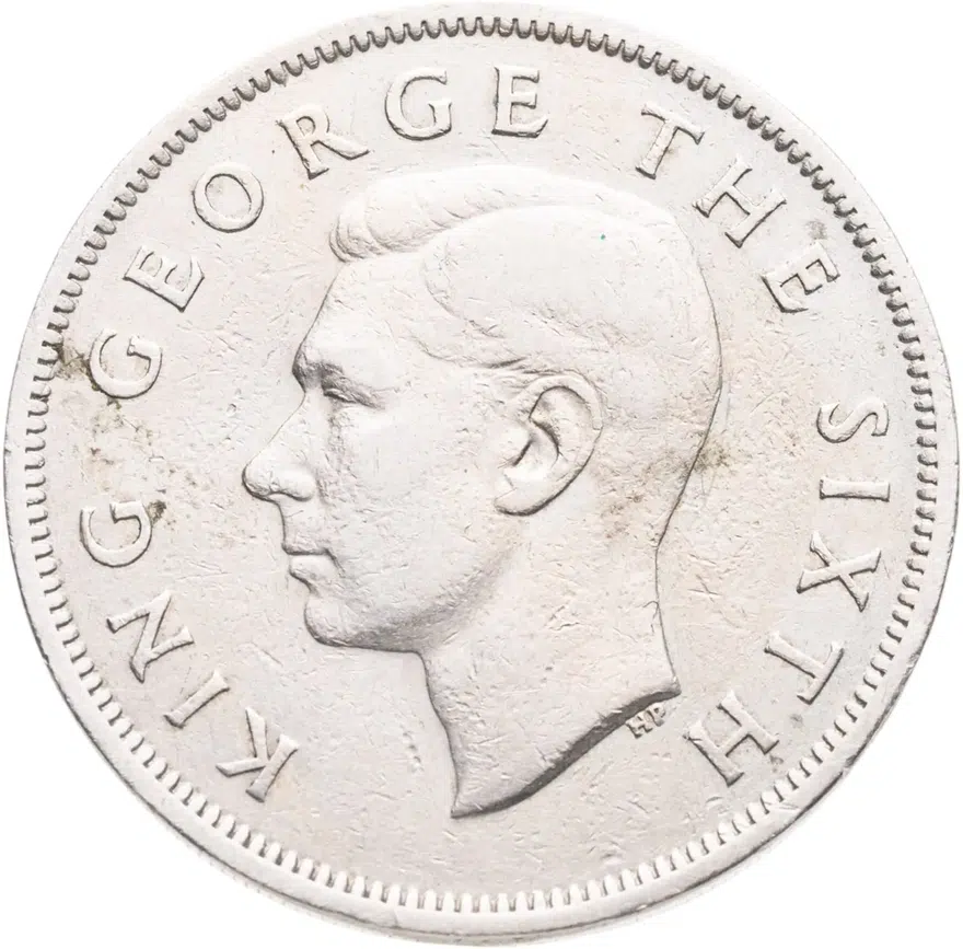 Новая Зеландия 1/2 кроны  (half crown) 1949, реверс