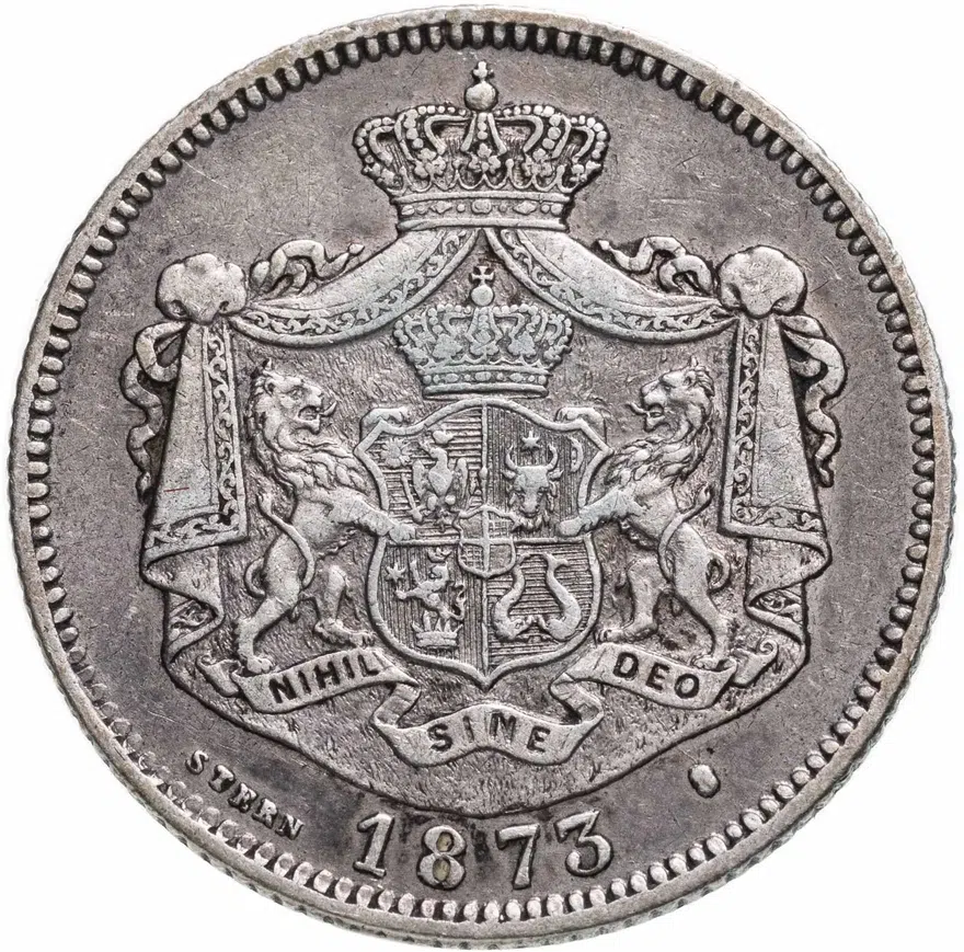 Румыния 1 лей (leu) 1873, реверс