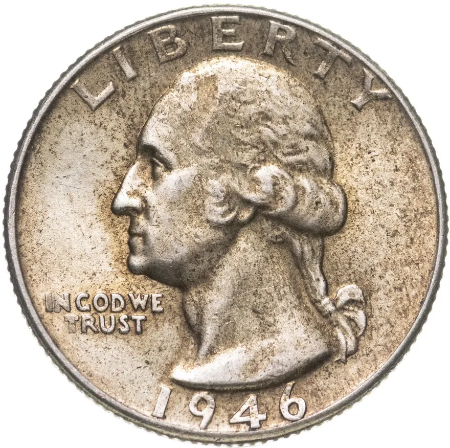 США 25 центов (квотер, 1/4 доллара, quarter dollar) 1946  Washington Quarter Без отметки монетного двора, аверс