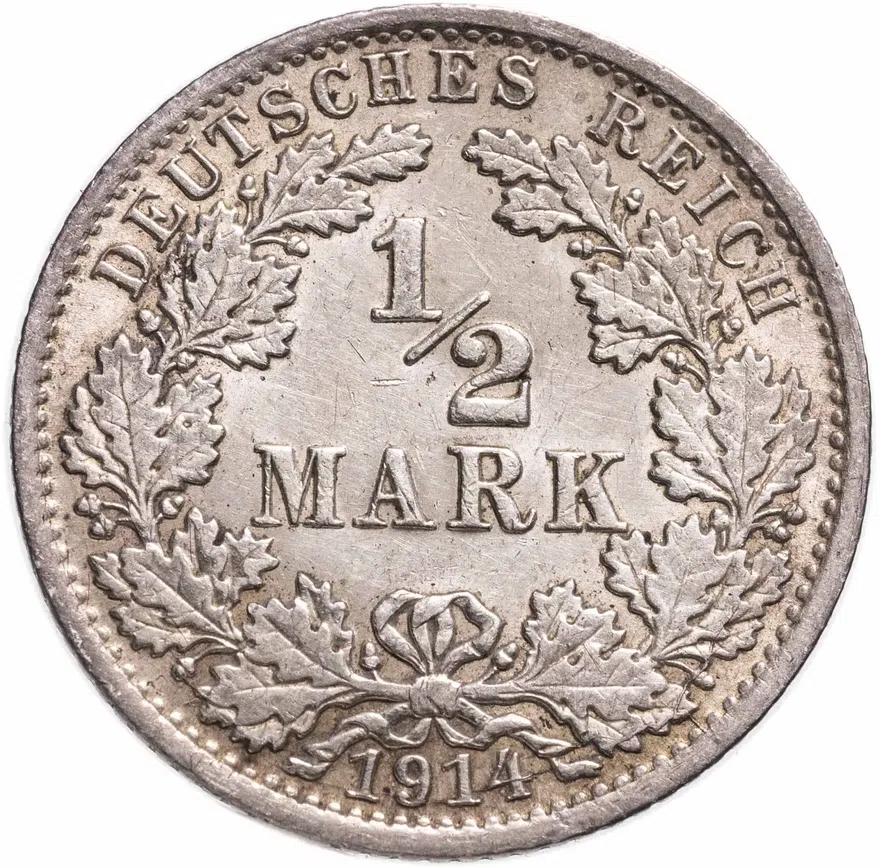 Германия (Германская империя) 1/2 марки 1914 "А"