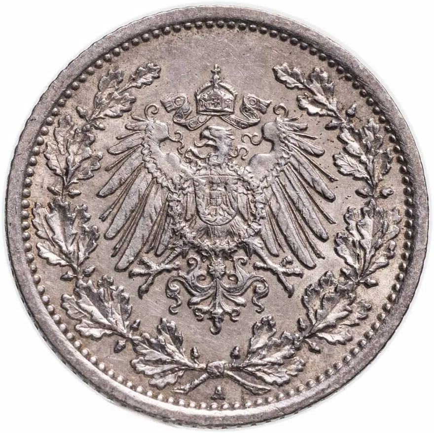 Германия (Германская империя) 1/2 марки 1914 "А", реверс