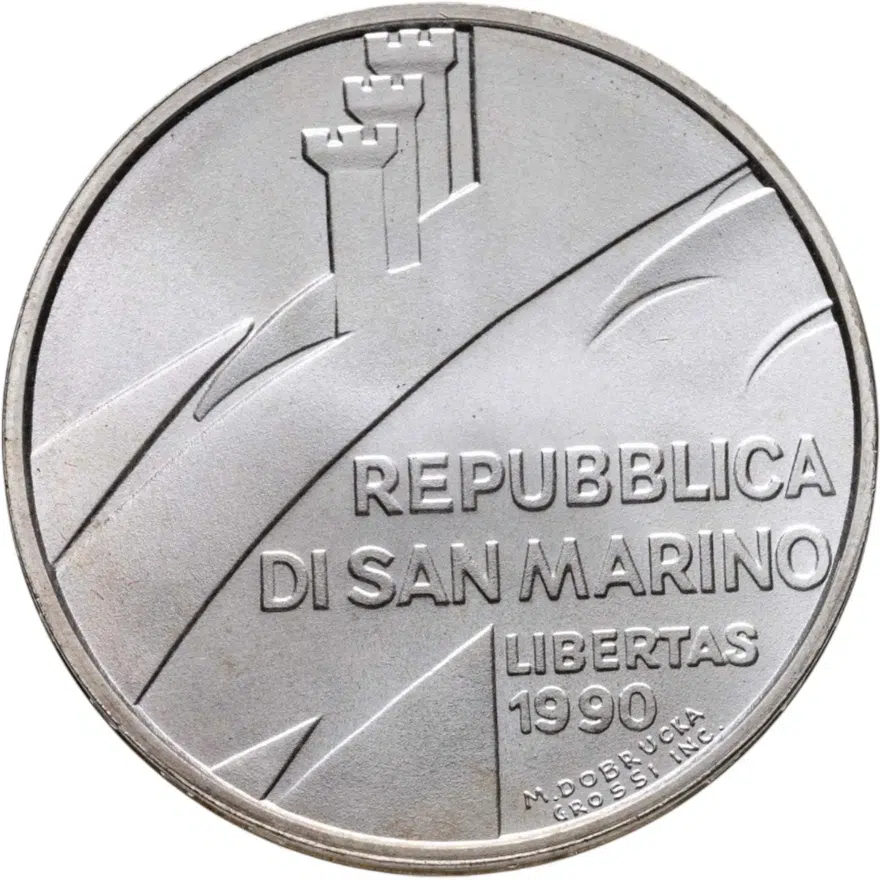 Сан-Марино 1000 лир (lire) 1990  Шестнадцать веков истории, реверс