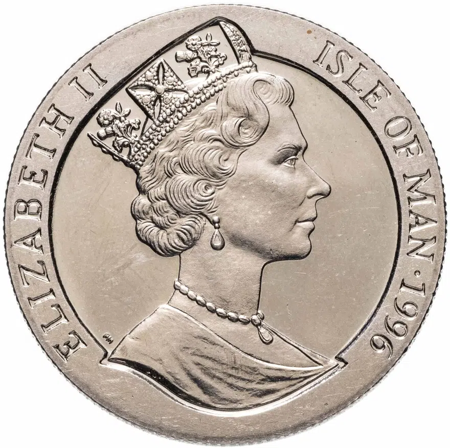 Остров Мэн 1 крона (crown) 1996  Восточный календарь - Год Крысы, реверс