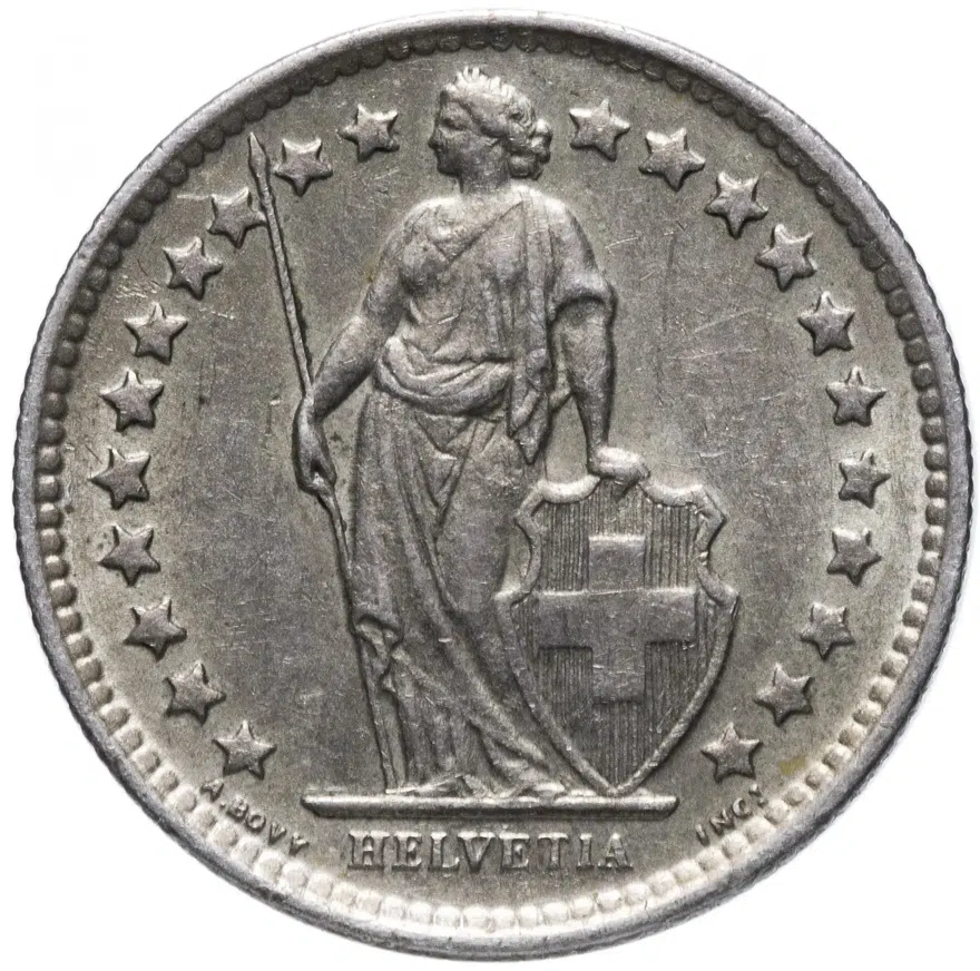 Швейцария 1/2 франка 1960, реверс