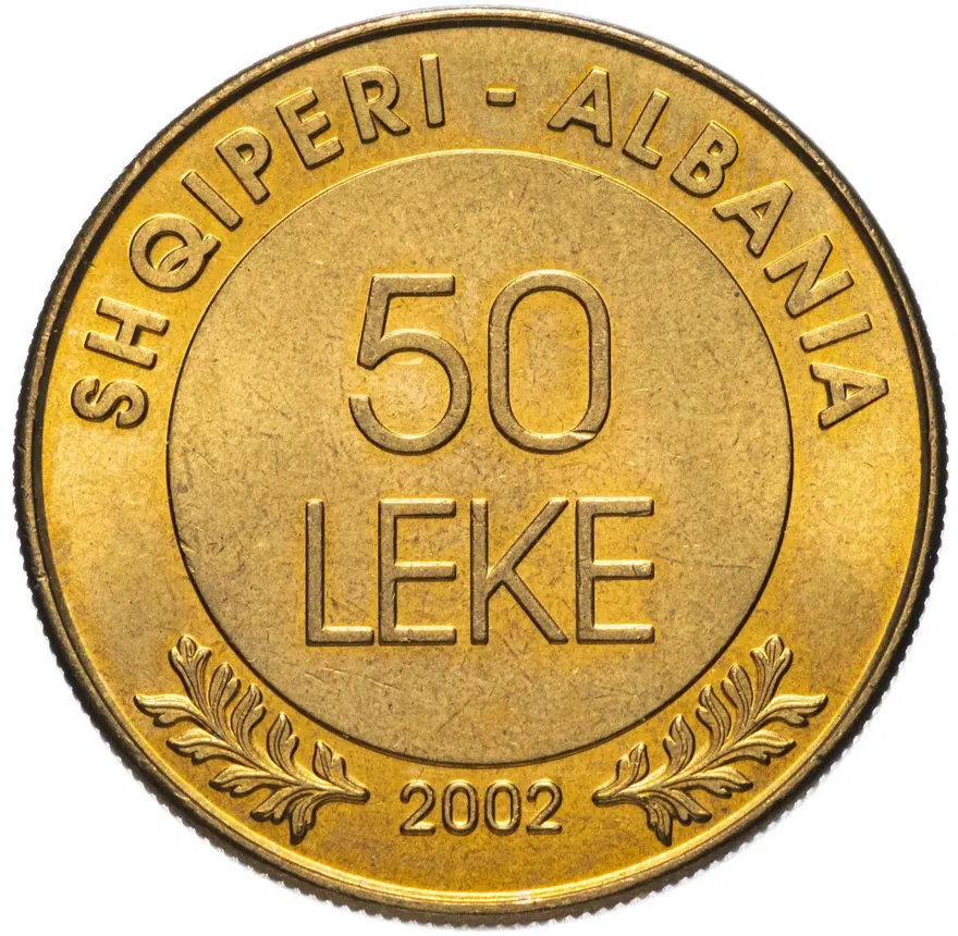 Албания 50 леков (leke) 2002 "90 лет Декларации о независимости", реверс