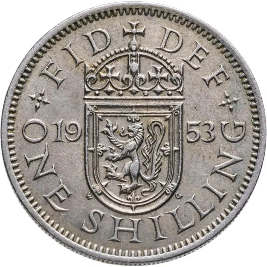 Великобритания 1 шиллинг (shilling) 1953 Шотландский герб, аверс