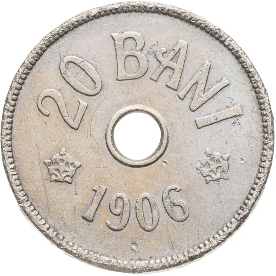 Румыния 20 банов (bani) 1906 J  знак монетного двора: "J" - Гамбург, реверс