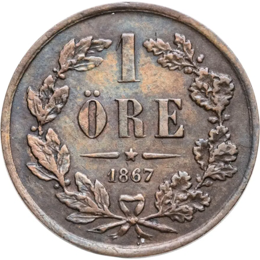 Швеция 1 эре (ore) 1867