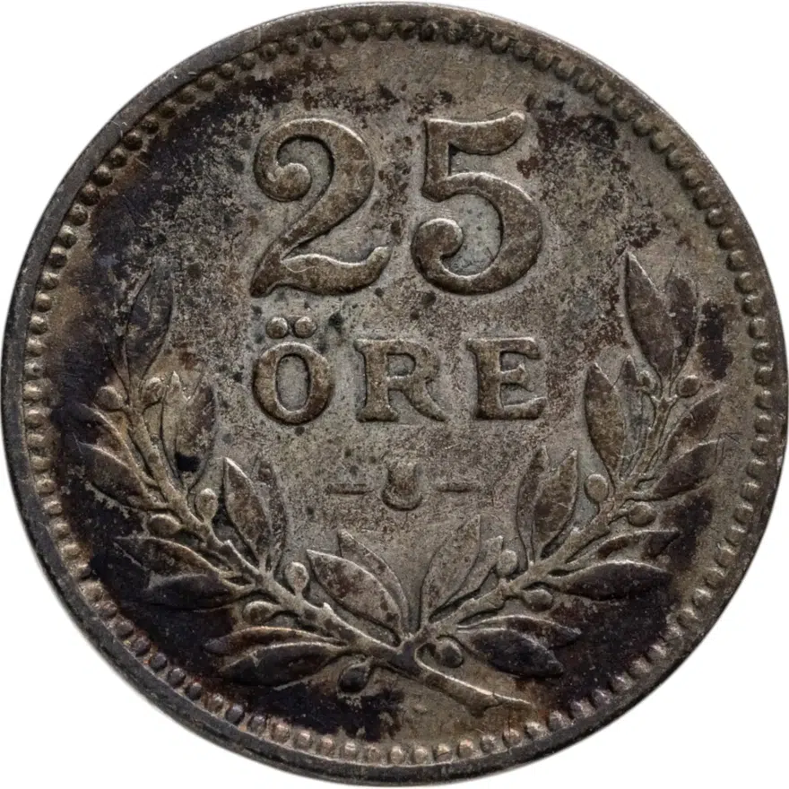 Швеция 25 эре (ore) 1918, аверс