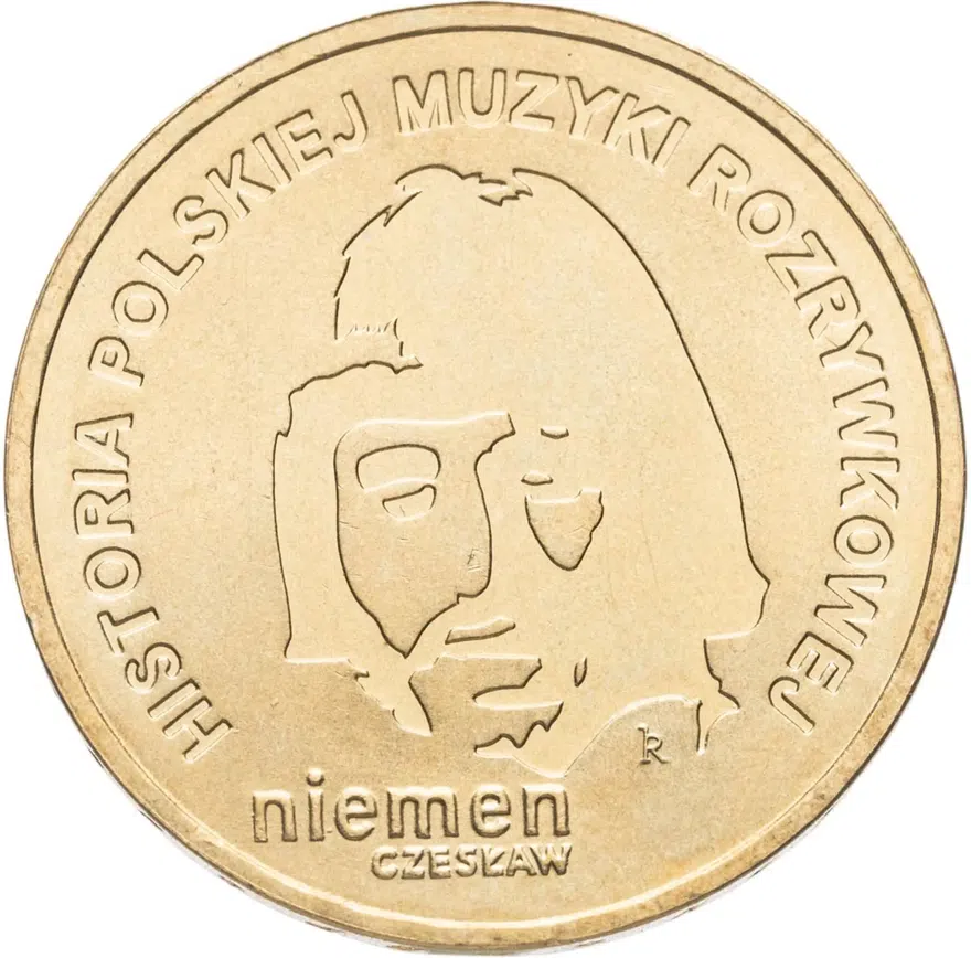 Польша 2 злотых (zlote) 2009  История польской музыки - Чеслав Немен, аверс