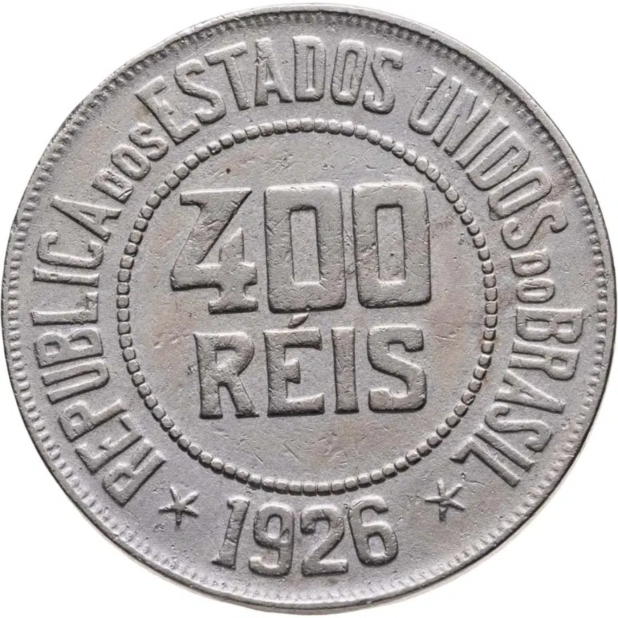 Бразилия 400 реалов (рейс, reis) 1926, реверс