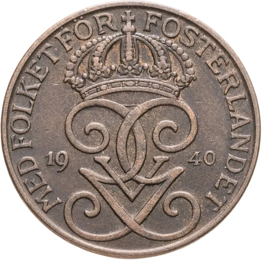 Швеция 5 эре (ore) 1940, аверс