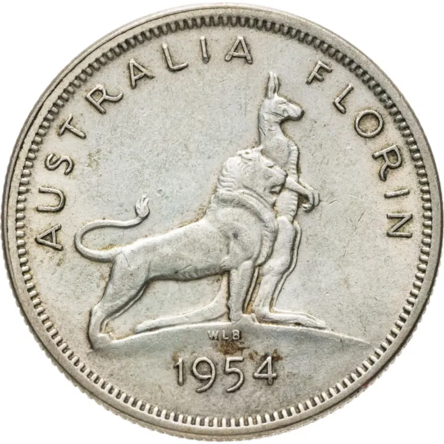 Австралия 2 шиллинга (florin, shillings) 1954  Королевский визит в Австралию