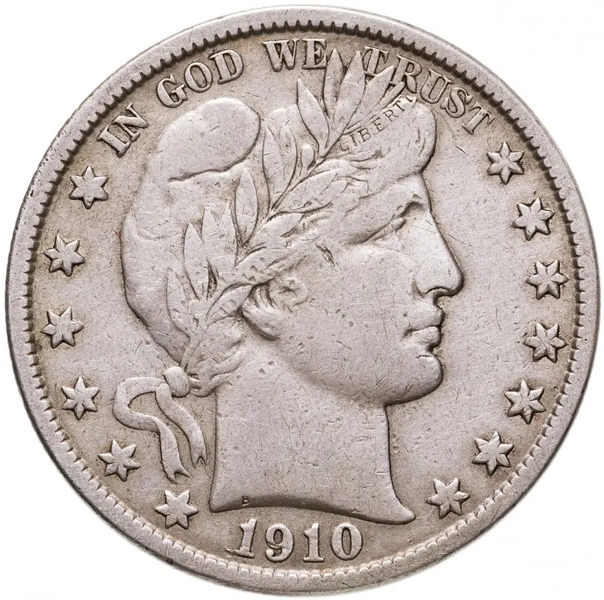 США 50 центов (1/2 доллара, half dollar) 1910 S 50 центов Барбера знак монетного двора: "S" - Сан-Франциско